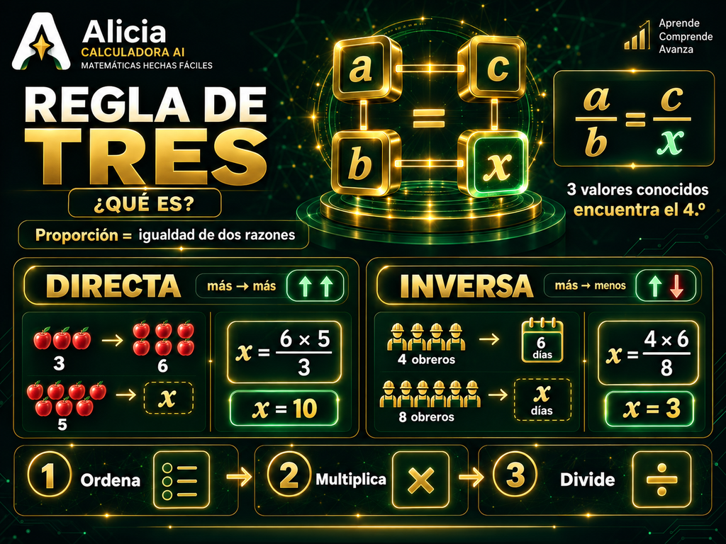 Calculadora de regla de tres simple y compuesta paso a paso