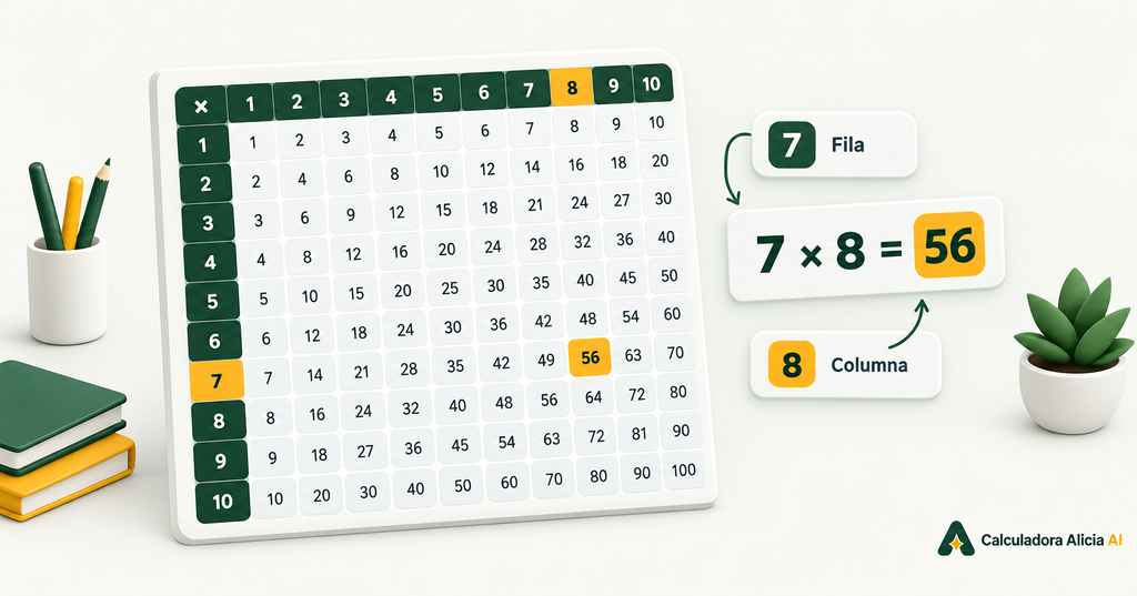 Tabla pitagórica de las tablas de multiplicar del 1 al 10 con las 21 difíciles marcadas
